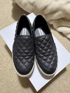Steve Madden Quilted Black Slip-On Sneakers